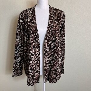 LIZ‎ BAKER Petite Women's Sweater Cardigan PM Open Front Tan / Brown